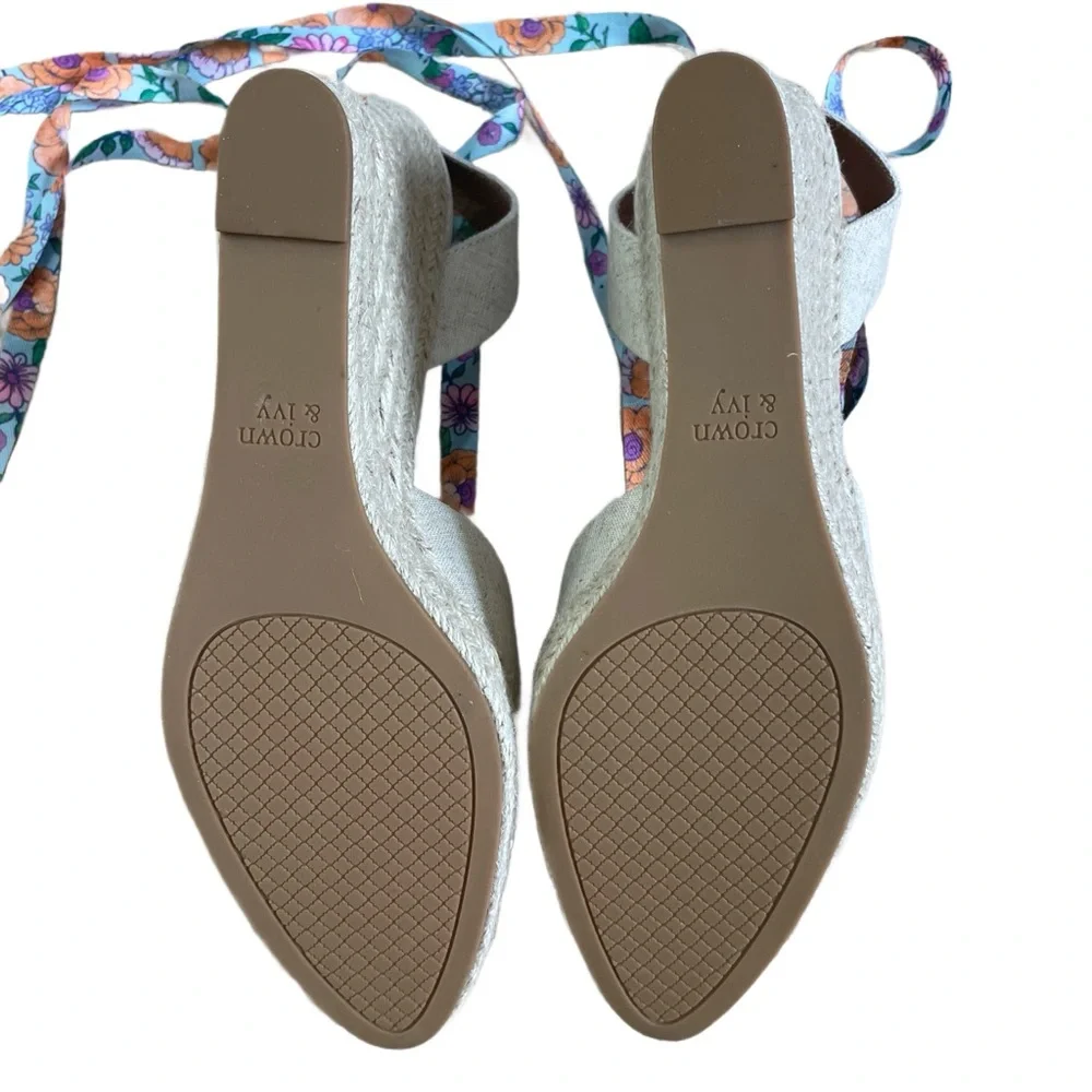 New Crown & Ivy Natural Lawndale Wedge Espadrille Wedge Size 10